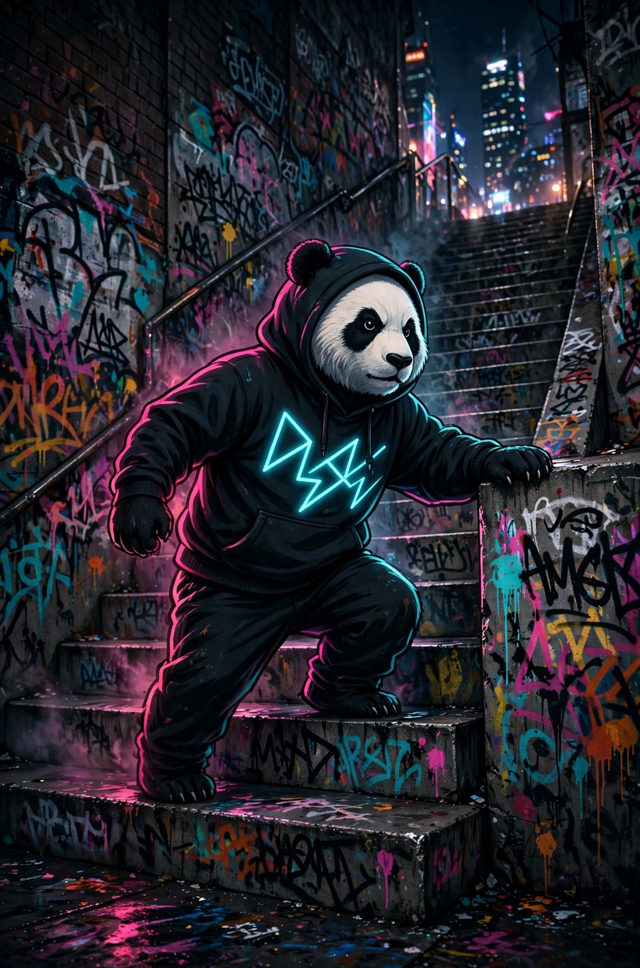 Panda1Nation graffiti artwork: lantern