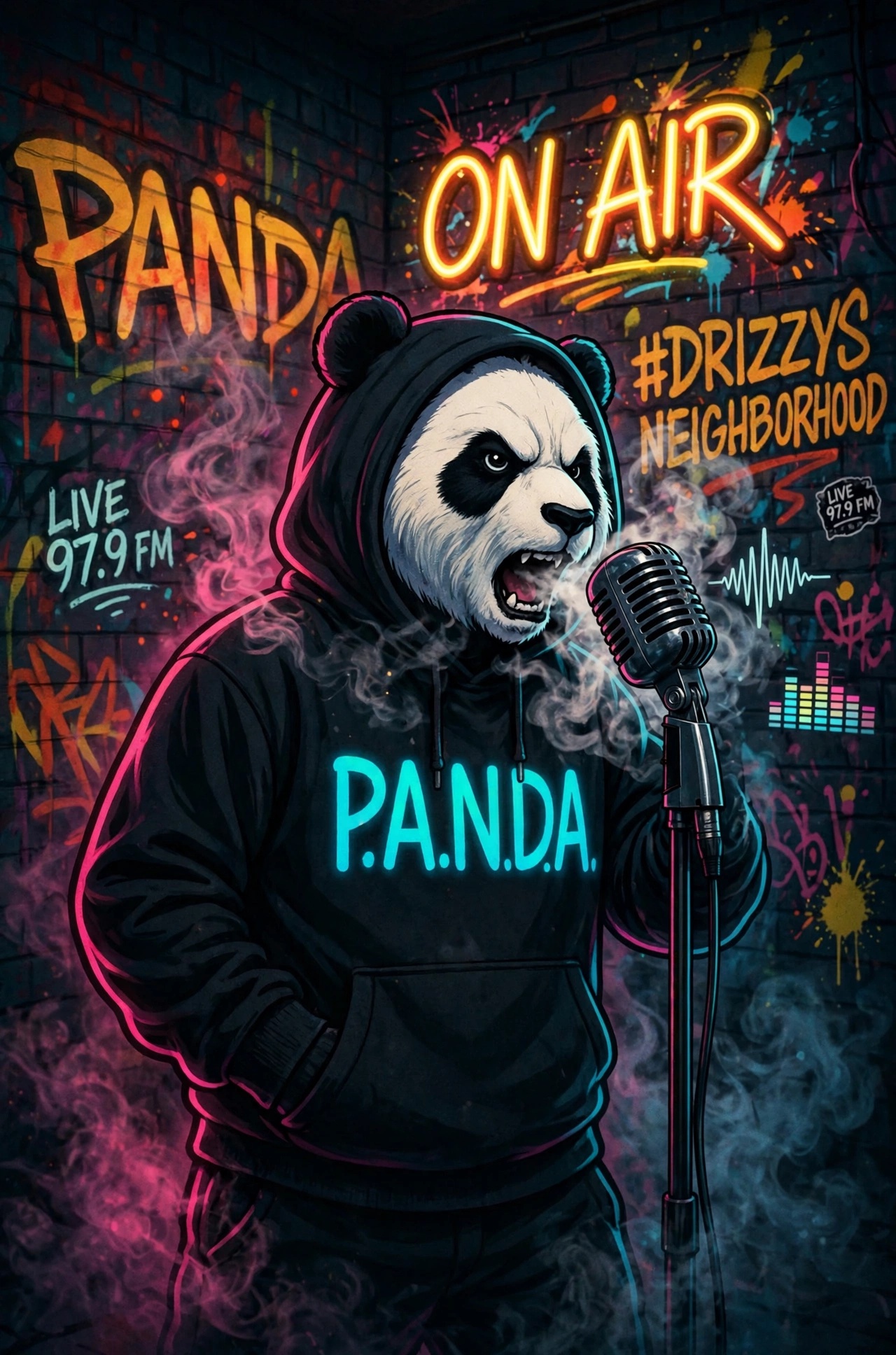 Panda1Nation graffiti artwork: mural