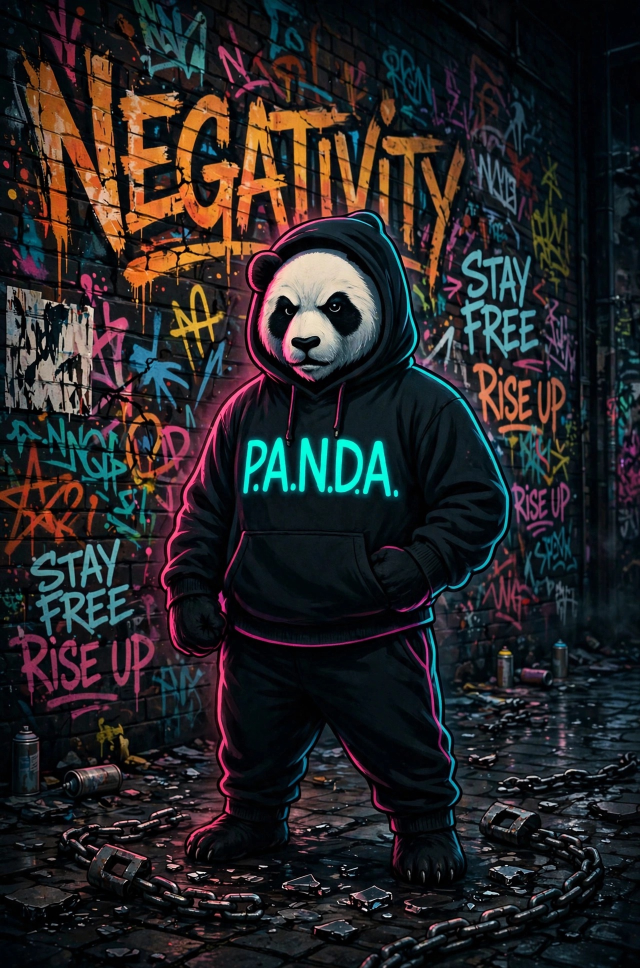 Panda1Nation graffiti artwork: on air