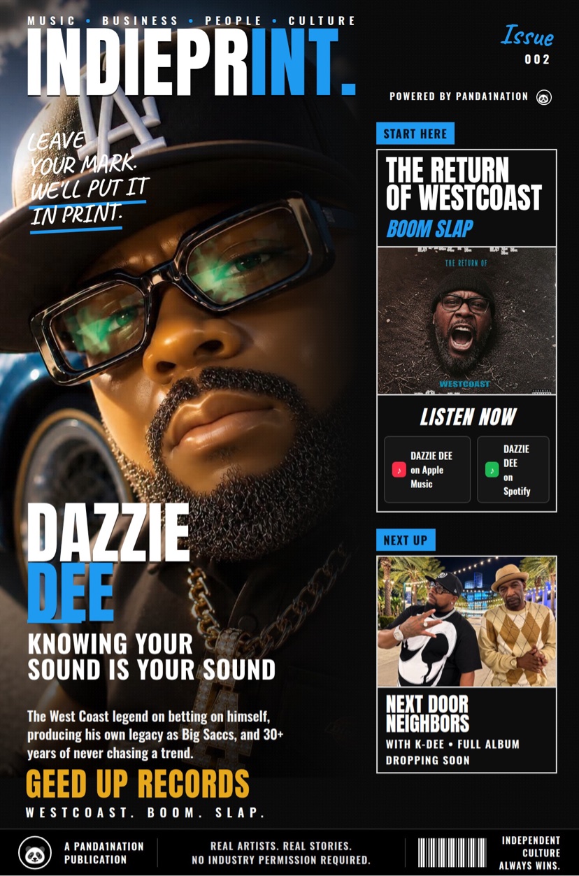 INDIEPRINT Issue 002 cover featuring Dazzie Dee