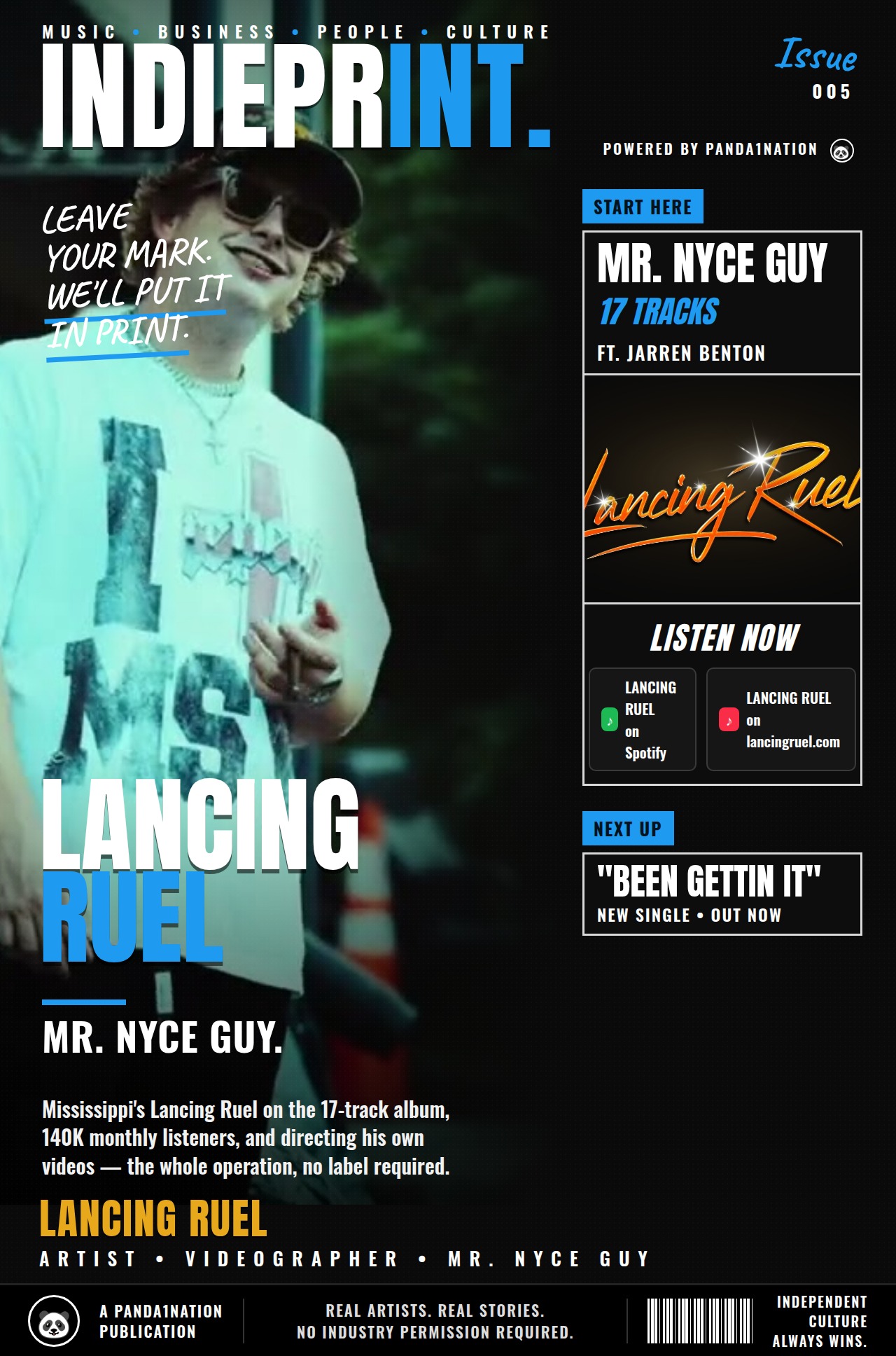 INDIEPRINT Issue 005 cover featuring Lancing Ruel